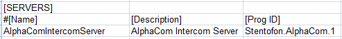 Servers Section (When Not Used Fields Are Collapsed) 