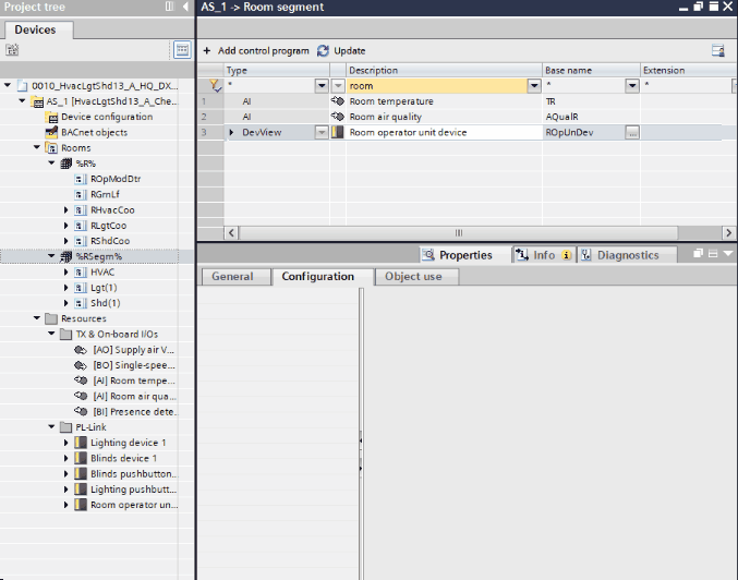 Example: Configure a room operator unit